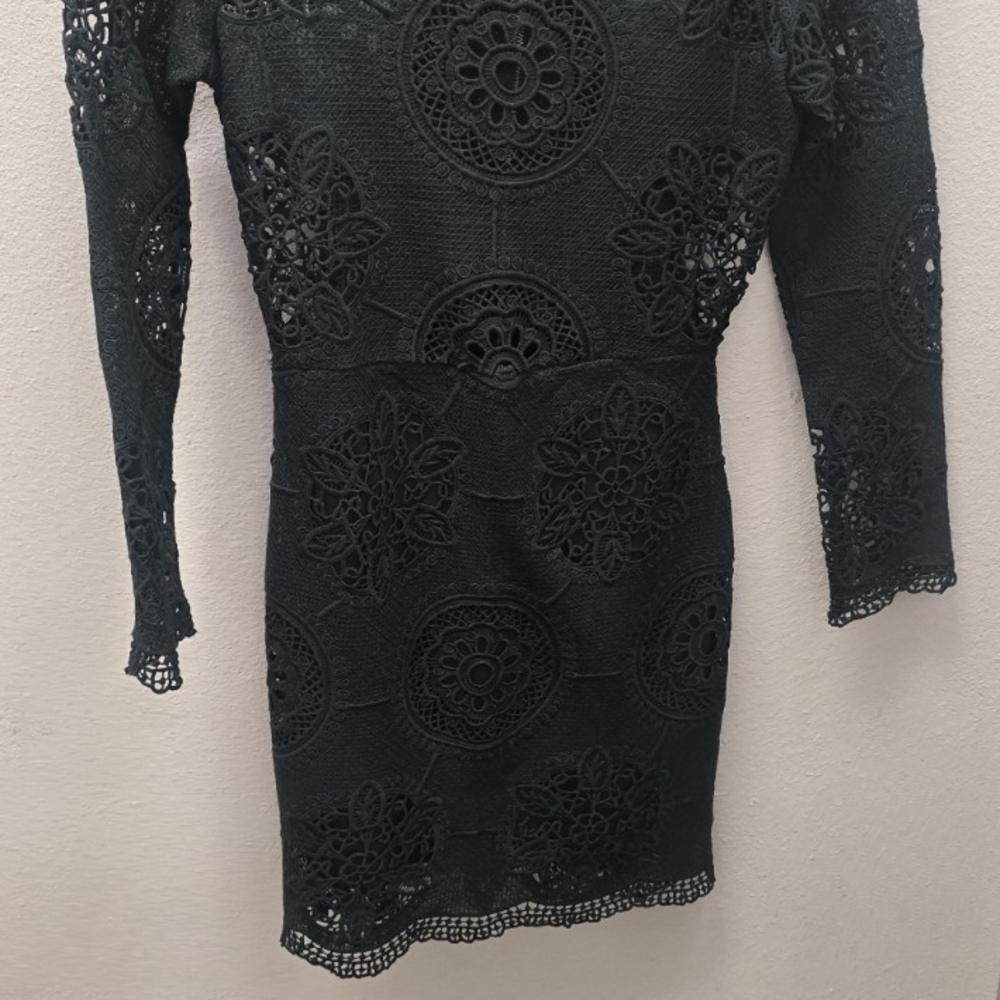 The Vintage Shop Dark Green Lace Long Sleeve Dress - Picture 4 of 4
